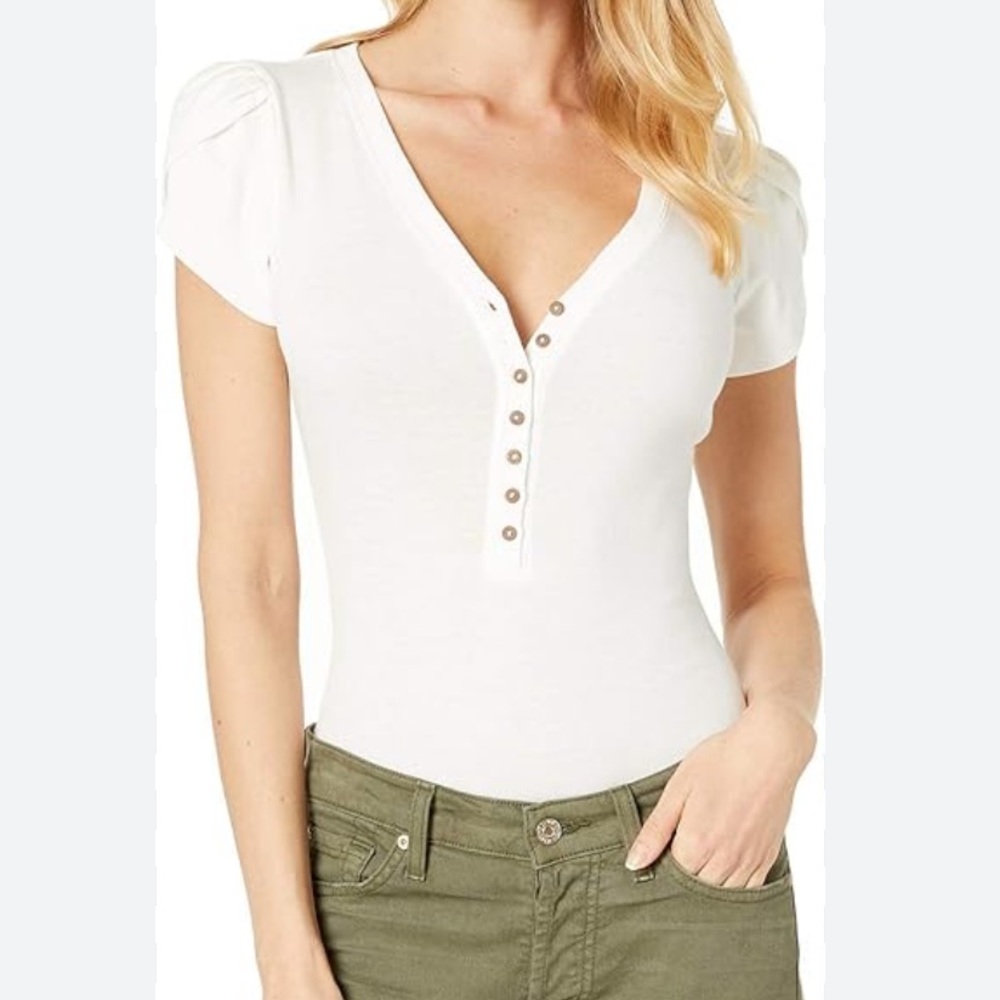 Free People Button Up Body Suit